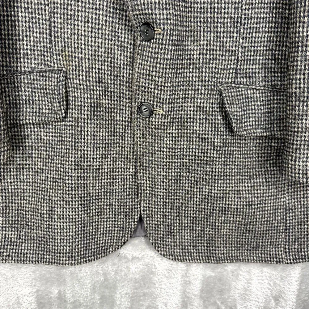 Vtg Harris Tweed Blazer Mens 42R Gray Scottish Virgin Wool Hand Woven The Bay